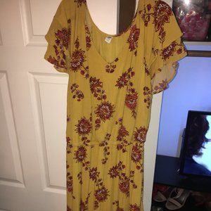 Yellow Old Navy Tiered Midi Dress